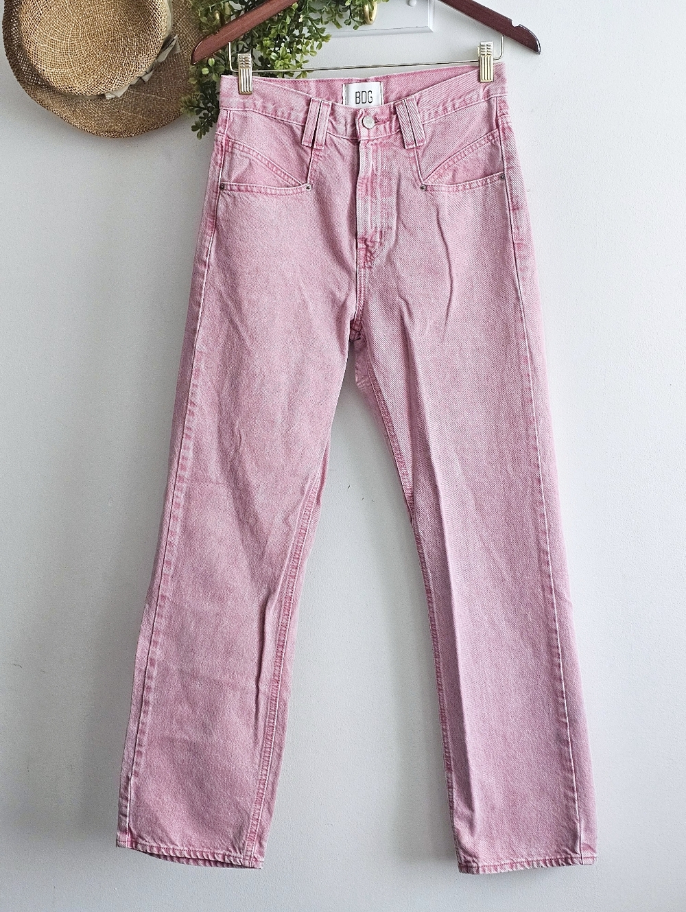 BDG Pink Straight Leg Jeans High Rise Denim Size 27 Y2K Vintage Style